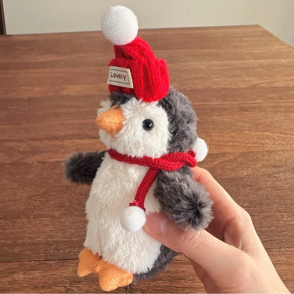 Penguin Plush Keychain Charm Red Hat Scarf Cute Kawaii Bag Charm New Gift